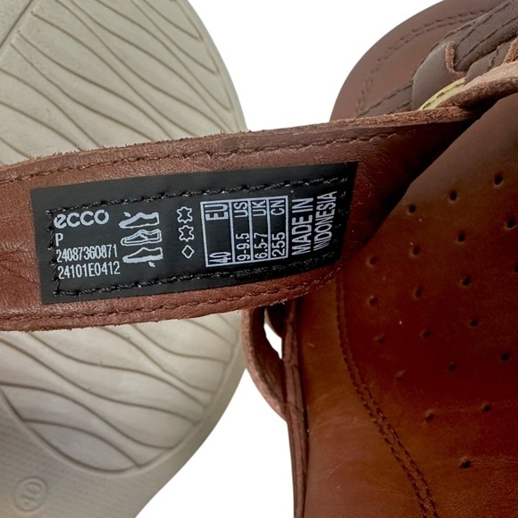 ECCO‎ Flash Women’s Brown Leather T-Bar Sandals Adjustable Comfort Size 9-9.5 - Picture 5 of 11
